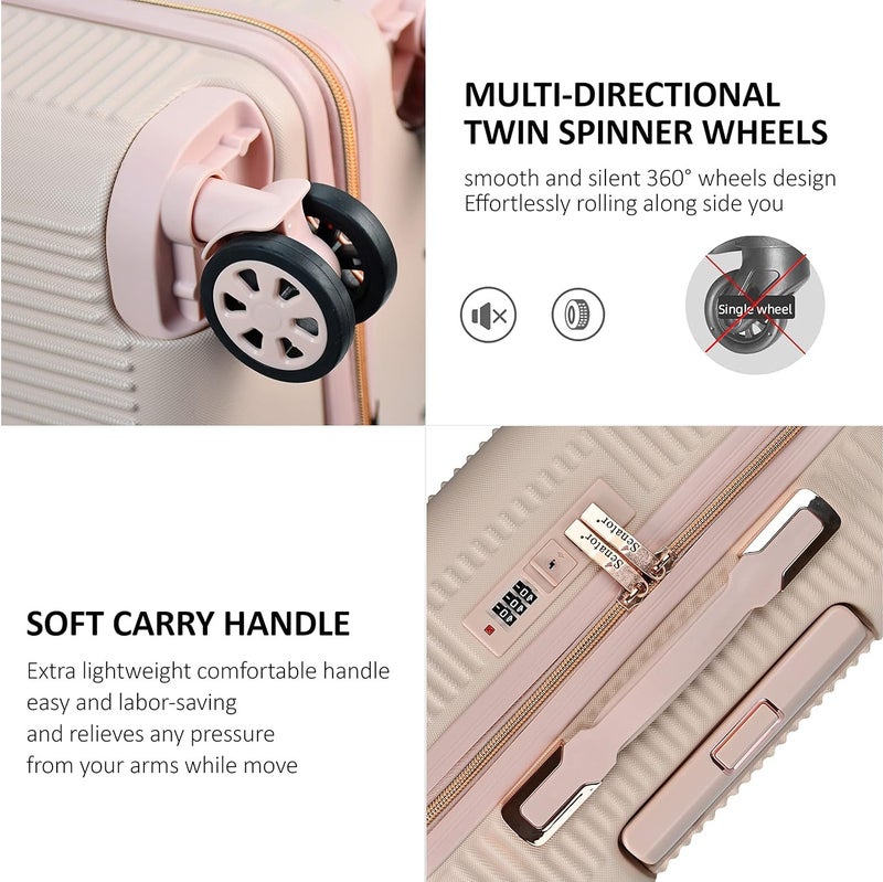 SENATOR Hard Case Large Checked Luggage Trolley For Unisex ABS Lightweight 4 Double Wheeled Suitcase With Built In TSA Type Lock A5123 Milk Pink - Image 5